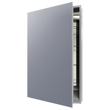 Simplicity Mirrored Cabinet, Left Door Swing, Clear, Matte Silver Cabinet Body