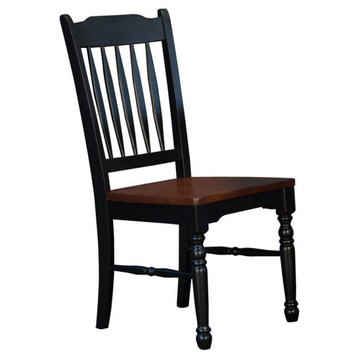 A-America British Isles Slatback Dining Side Chair in Oak and Black (Set of 2)