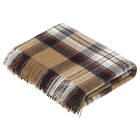 Tartan, Merino Lambswool, Camel Stewart, Throw Blanket