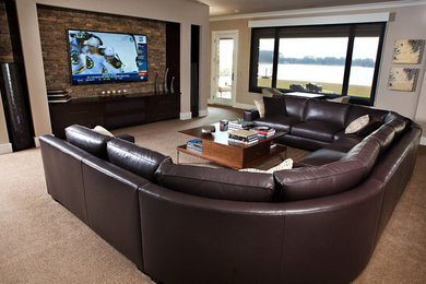 Inspiration for a contemporary home theater remodel in Little Rock