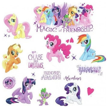 My Little Pony The Movie Peel and Stick Wall Decals With Glitter, 18-Piece