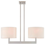 Livex Lighting - Livex Lighting Hayworth Brushed Nickel Light Linear Chandelier - Raise the style bar with a designer linear chandelier in a handsome and versatile contemporary manner. This two light linear chandelier comes in a brushed nickel finish with round off-white fabric hardback shade.