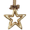 Luxe Metallic Gold Leaf Star Ornament Set 5 Elegant 12 in Hanging Open Outline