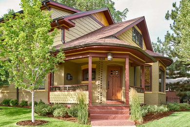 Inspiration for a large craftsman home design remodel in Denver