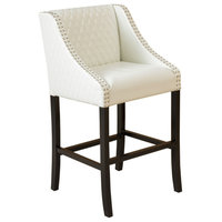 GDF Studio Filton Quilted Leather Counter Stool, Ivory