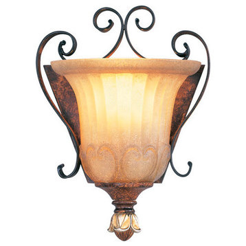 Villa Verona Wall Sconce, Verona Bronze With Aged Gold Leaf Accents