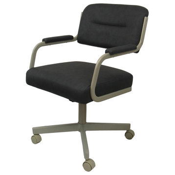 Swivel Tilt Kitchen Caster Chair with Wheels - M-110, Grey Vinyl - Beige