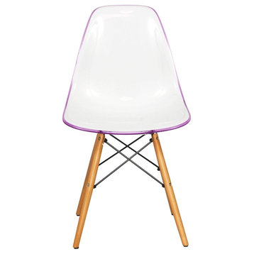 LeisureMod Dover Molded ABS Plastic Side Chair Set of 4 White Purple