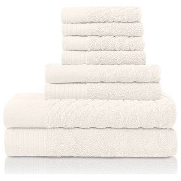 8 Piece Turkish Cotton Quick Drying Towel Set, Ivory