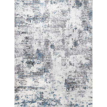 nuLOOM Dali Machine Washable Modern Abstract Area Rug, Gray 6' Square