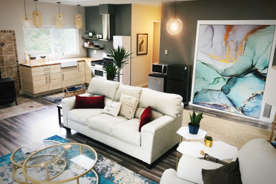 Example of a small trendy open concept family room design in Other