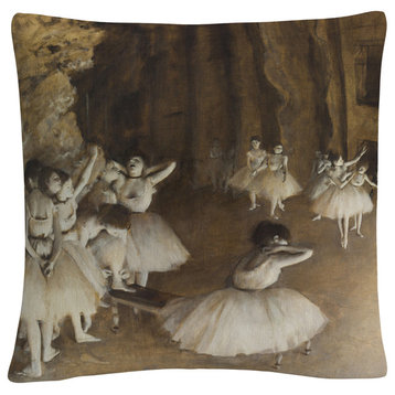 Edgar Degas 'Ballet Rehearsal, 1874' 16"x16" Decorative Throw Pillow