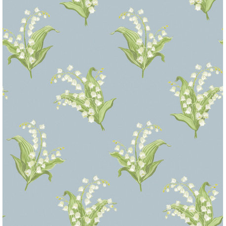 Farmington Blue Heather Lily of the Valley Wallpaper Sample