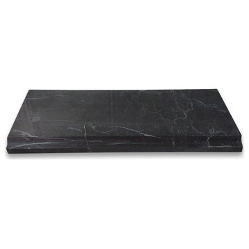 Nero Marquina Black Marble 5x12 Baseboard Trim Molding Polished, 1 piece