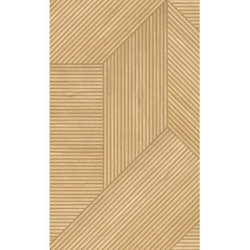 Textured Geometric Wood Panel Style Paste the Wall Wallpaper, Camel, Double Roll