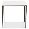 24" T Oscar Set of 2 Table Thin Tapered Iron Legs Smooth Polished White Marble