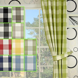 Moonbay Checks Double Pinch Pleat Cotton Curtains - Curtains