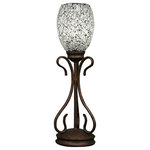 Toltec Lighting - Swan Mini Table Lamp In Bronze, 5" Black Fusion Glass - The beauty of our entire product line is the opportunity to create a look all of your own, as we now offer over 40 glass shade choices, with most being available as an option on every lighting family. So, as you can see, your variations are limitless. It really doesn't matter if your project requires Traditional, Transitional, or Contemporary styling, as our fixtures will fit most any decor.