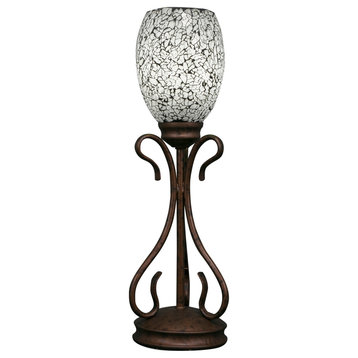 Swan Mini Table Lamp In Bronze, 5" Black Fusion Glass