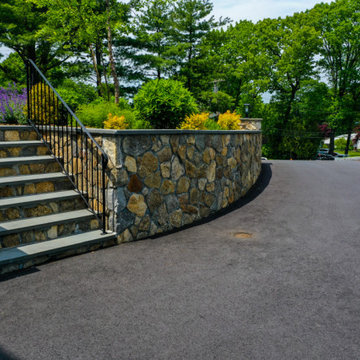 Asphalt Driveway + Retaining Wall + Stone Walkway & Steps