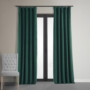 Signature Blackout Velvet Curtain Single Panel, Blackforest Green, 50"x120"