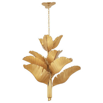 Varaluz Banana Leaf 12 Light Chandelier, Gold/Gold, 901C12GO