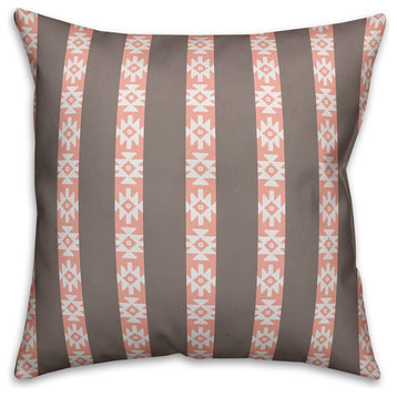 Southwestern Pattern, Pink and Gray Throw Pillow Cover, 20"x20"
