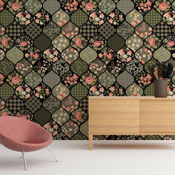 Black Patchwork Removable Wallpaper