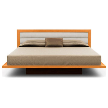 Moduluxe 29" Cal King Bed With Upholstery, Natural Cherry, Oyster Microsuede