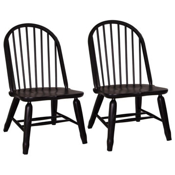 Bow Back Side Chair - Black-Set of 2 Traditional Brown