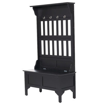 Homestyles General Line Hardwood Hall Tree with Lift-Up Storage Seat in Black