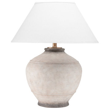 Malta 1 Light Table Lamp, Ash Finish, White Belgian Linen Shade