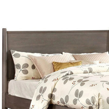 Benzara BM217643 Wooden California King Size Bed With Panel Headboard, Gray