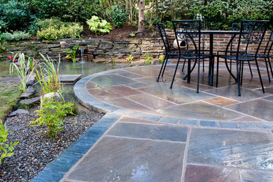 Inset Circular Paving with Natural Stone Water Feature