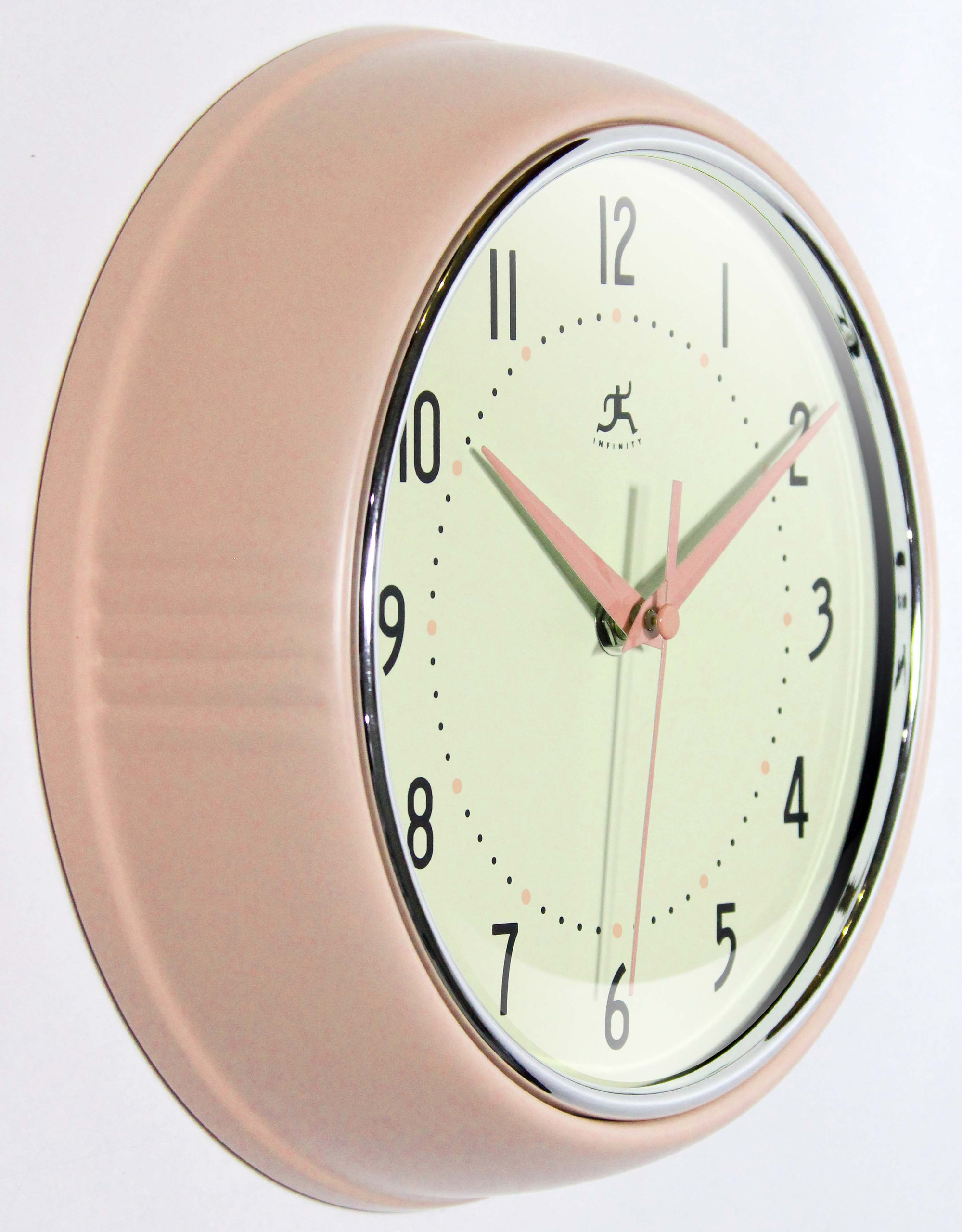 Retro Round 9.5" Rose Blush Pink Wall Clock - Midcentury - Wall Clocks ...