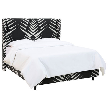 Remington Wingback Bed, Geo Skin Black White, Queen