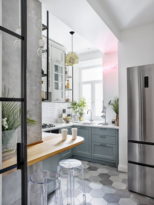 Skandinavische Küchen mit Schrankfronten im Shaker-Stil Ideen, Design