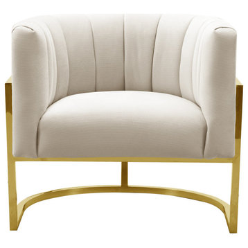 Magnolia Spotted Cream Chair with Gold - Cream