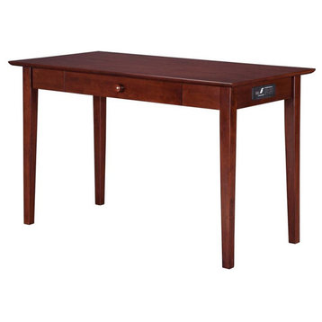 AFI Shaker Solid Wood Writing Desk with Built-In Charger in Walnut