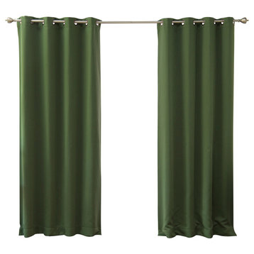 Solid Grommet Top Thermal Insulated Blackout Curtains, Moss, 84"
