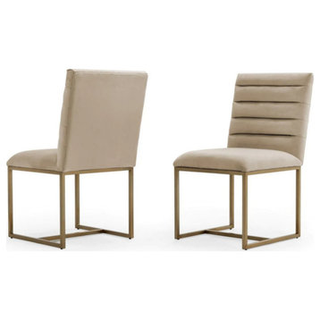 Michelle Modern Beige and Brush Gold Dining Chair, Set of 2