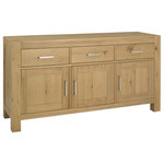Bentley Designs - Turin Wide Sideboard, Light Oak - Turin Light Oak Wide Sideboard will add an indulgently warm feel to any room. With rustic oak veneers set in solid American oak frames in a rich oiled finish, Turin dining naturally embodies a casual and contemporary aesthetic.
