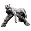 Silver Sculpture Leopard Resting on Branch A506