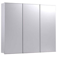 Tri-View Medicine Cabinet, 30"x30", Stainless Steel Trim, Surface Mounted