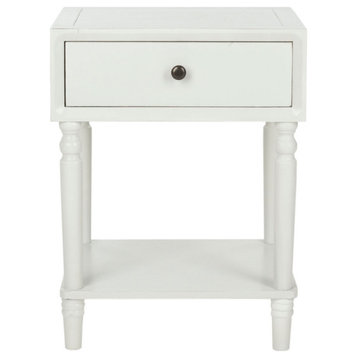 Thomas Accent Table With Storage Drawer, Off White