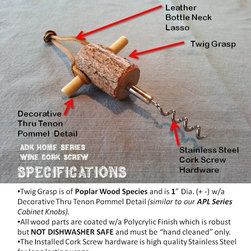 ADK Gift Series, Handmade, Rustic, Twig Handled Cork Screw - Lifestyle And Leisure