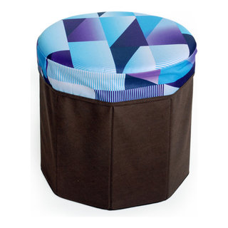 Geometric Art Round Foldable Storage Ottoman / Storage Boxes / Storage ...
