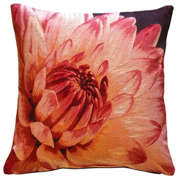 Pillow Decor - Pink Dahlia Bold Blossom Tapestry Throw Pillow