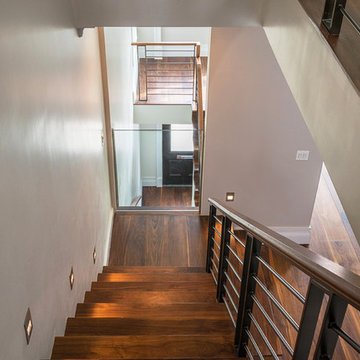 View from second floor down to ground floor entry