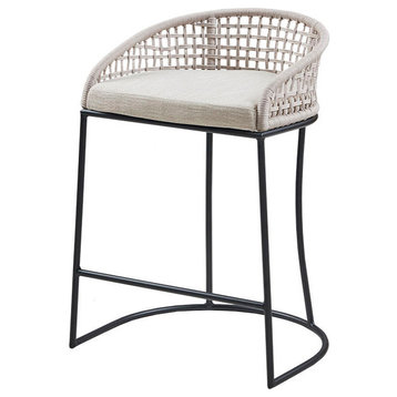 Madison Park Rope Woven Low-Back Counter Stool